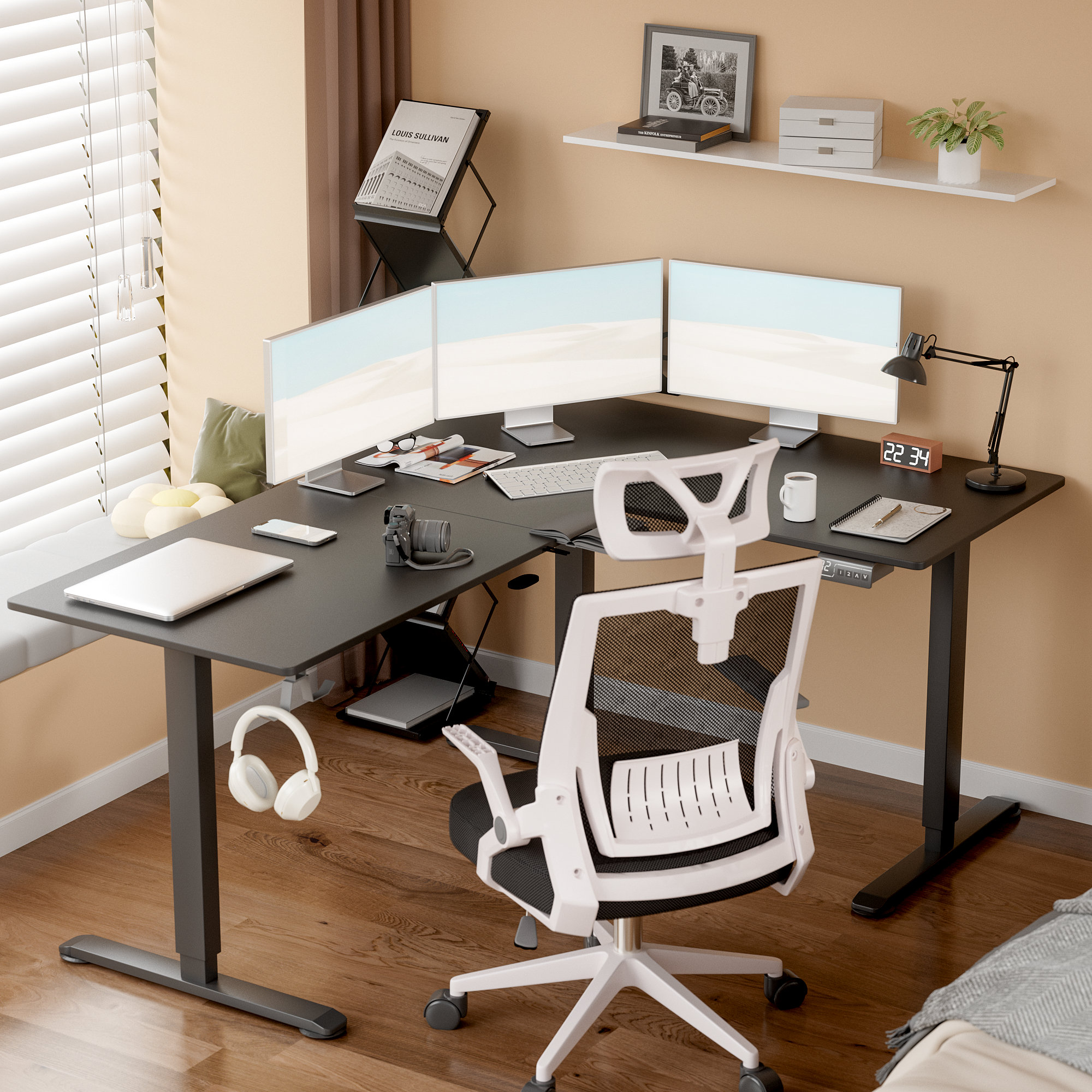 Devoko 63" L Shaped Home Office Height Adjustable Electric Standing